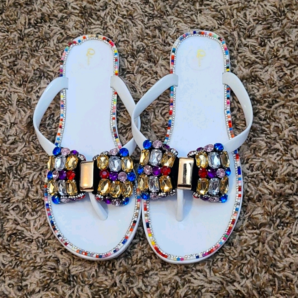 Jeweled flip flops